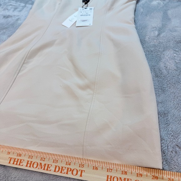 ZARA Cream V Neck Spaghetti Strap Sweetheart Mini Dress Size L - Picture 10 of 13